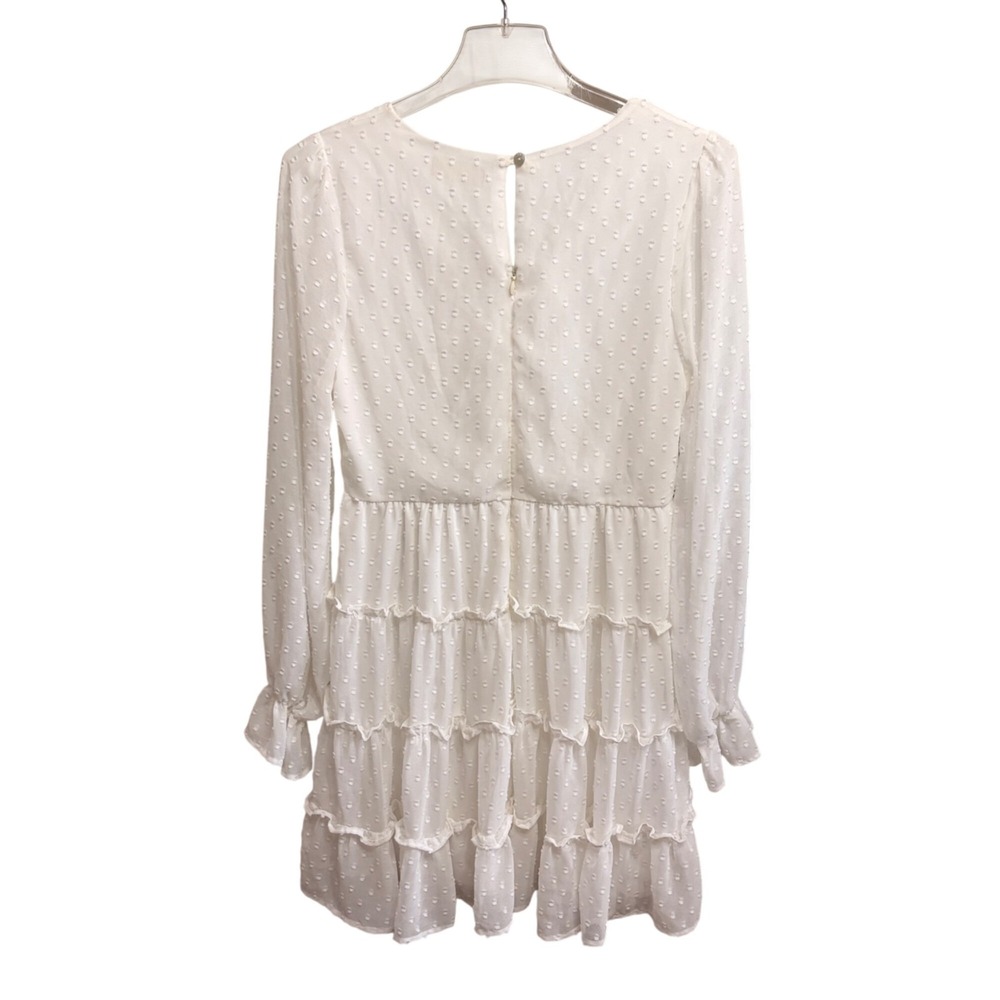 Altar'd State White Swiss Dot Size L  Dress Ruffled Tiered Mini V-Neck Fairycore - Picture 6 of 16